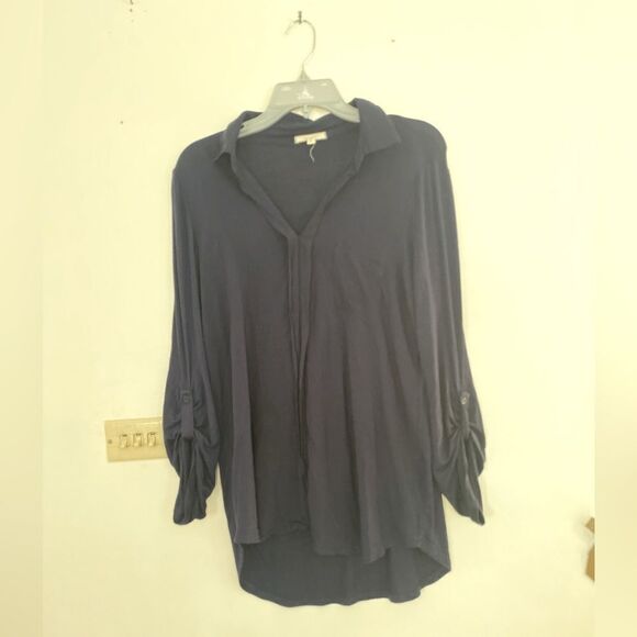 Pleione navy blue long sleeve top size medium - Picture 1 of 6